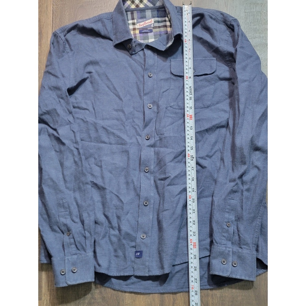 Johnnie O Surf Flannel Long Sleeve Button Up Shirt Blue‎ Plaid Medium